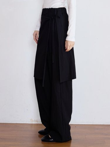 WRAP DOUBLE PANTS - BLACK - LE STUDIO - Modalova