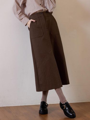 FRONT SLIT LONGSKIRT - BROWN - LE STUDIO - Modalova