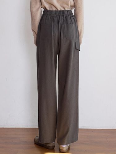 ONE POCKET WIDE PANTS - CHARCOAL - LE STUDIO - Modalova