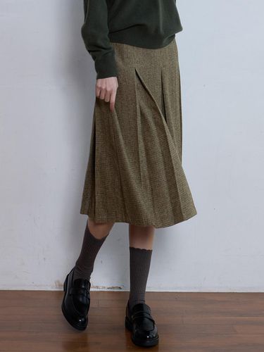 WOOL PLEATS MIDISKIRT - KHAKI - LE STUDIO - Modalova