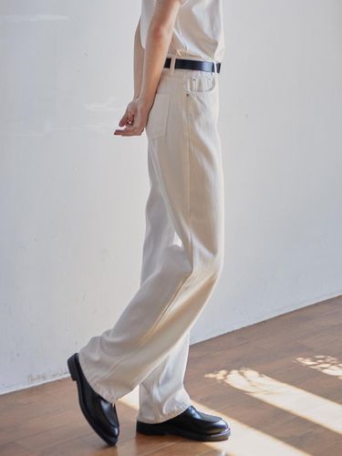 COTTON STRAIGHT PANTS - WHITE - LE STUDIO - Modalova