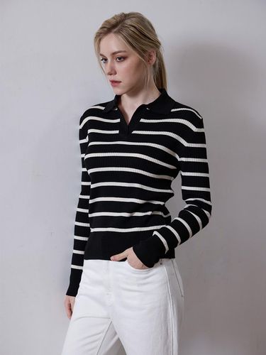 STRIPE COLLAR KNIT - BLACK - LE STUDIO - Modalova