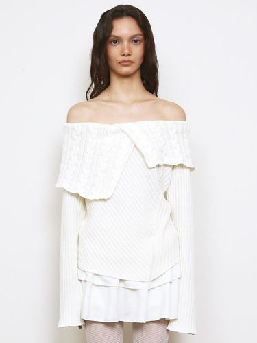 CHUNKY CABLE OFF - SHOULDER SWEATER, CREAM - Polysooem - Modalova