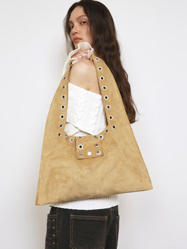 EYELET SUEDE SHOULDER BAG, YELLOWISH BROWN - Polysooem - Modalova