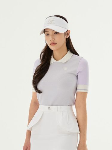 Color Block Crop Knitwear [Lavender] - FAIRLIAR GOLF - Modalova