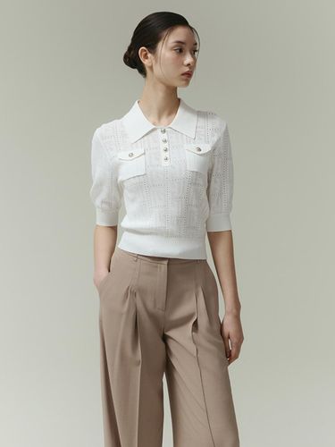 Button-Decorated Collar Pullover Sweater (ITP4YPO820) (2COLOR) - IT MICHAA - Modalova