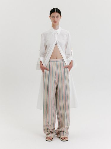 Lace Layered Shirt Dress [WHITE] - EENK - Modalova