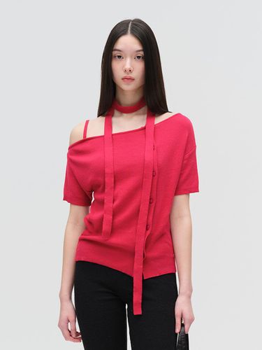 OFF SHOULDER KNIT CARDIGAN [RED] - MMW - Modalova