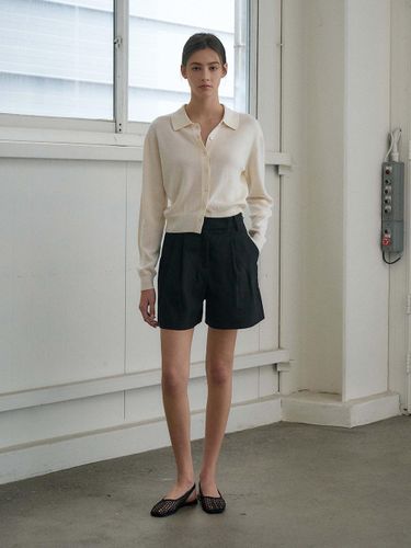 Linen Pleated Shorts [Black] - PEBBLEM - Modalova