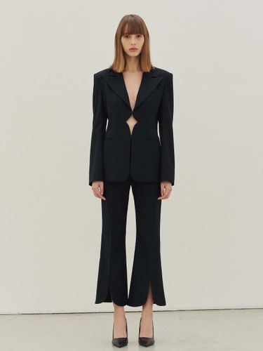 Raey Wool Flared Slit Pants (Black) - FAYRI - Modalova