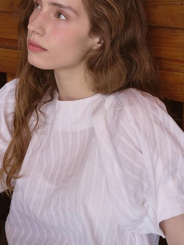 BALLOON SLEEVE TEXTURE BLOUSE - EVMOIU - Modalova