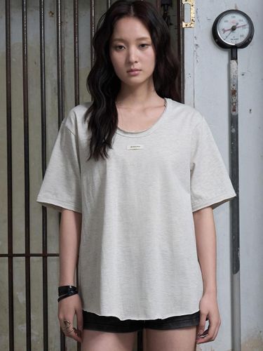 ★HELENE PARIS★ Rough line overfit half t-shirt moon grey HELENE PARIS Clothing | Modalova