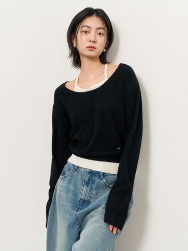 Boucl Layered Pullover Sweater [BLACK] (WBE1L05519) - GENERAL IDEA - Modalova