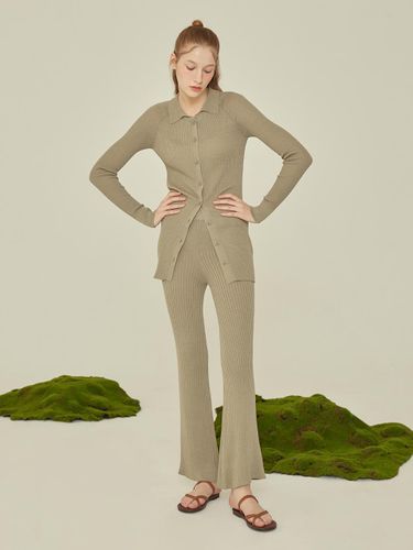 KNIT BOOTCUT PANTS [GREEN] - QUAFE - Modalova