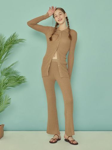 KNIT BOOTCUT PANTS [Beige] - QUAFE - Modalova