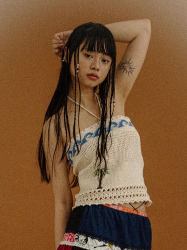 PALM TREE WAVE TWO-WAY KNIT VEST - orogee - Modalova