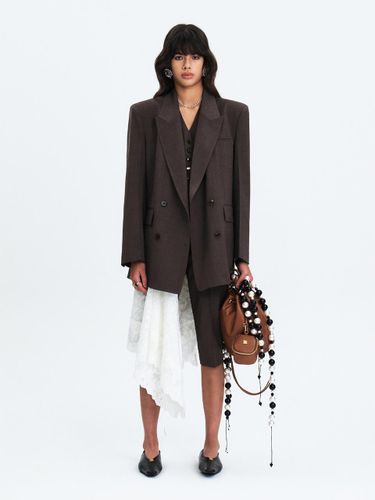 OVERSIZED TAILORED PEAKED-COLLAR BLAZER [MELANGE BROWN] - GABRIEL LEE - Modalova