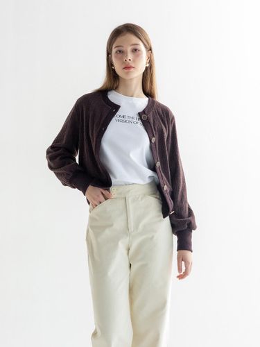 Kristin Gold Button Cardigan [Brown] - READLEAD - Modalova
