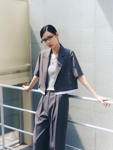Shirt Color Block Crop Blazer (AR2WJ570) - LAP - Modalova