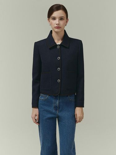 ItMICHAA Stand Collar Color Trimming Tweed Jacket (ITP4WJK010) - IT MICHAA - Modalova