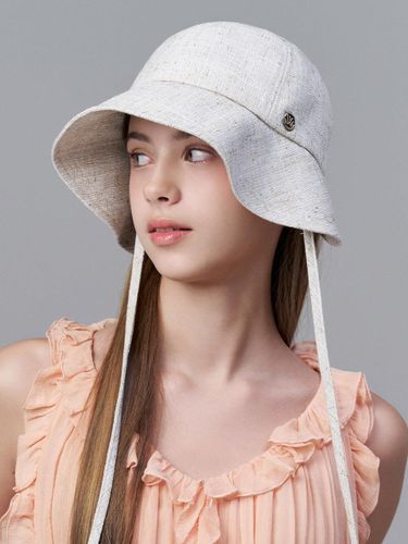 Two-tone Tweed String Bonnet Hat [RED] - WHITE SANDS - Modalova