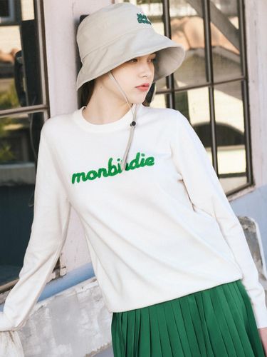 Boucl Artwork Crewneck Long Sleeve Knit Golf [GREEN] - MONBIRDIE - Modalova