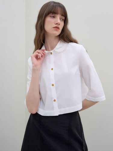 LACE COLLAR CROP BLOUSE [WHITE] - MITTE - Modalova