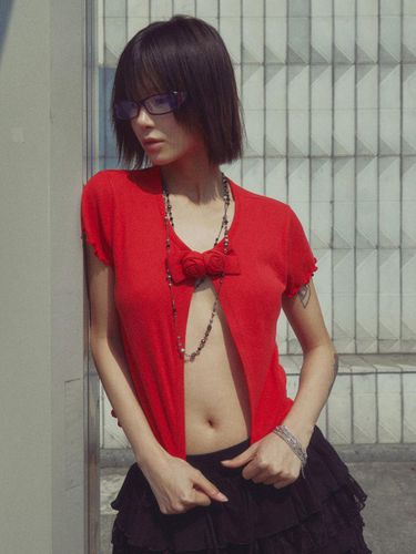 ROSE RIBBON CARDIGAN [RED] - NIIER NOR - Modalova