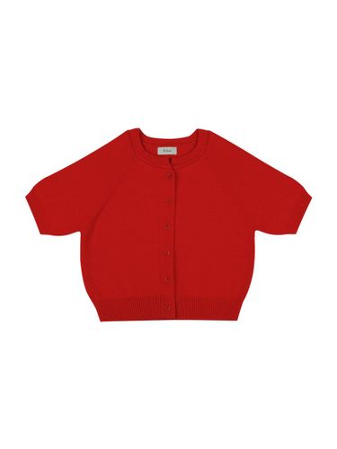 Cotton Half Knit Cardigan [RED] - VLETI - Modalova