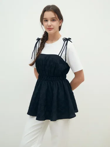 Color Block Jacquard Layer Blouse (GR4A0BLR21) - JJ JIGOTT - Modalova