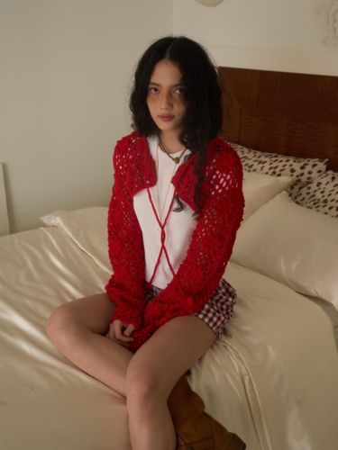 Lotus Handmade Bolero Cardigan [Red] - oursaalty - Modalova