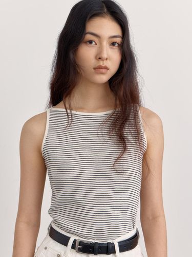 Boatneck Stripe Tank Top [3color] - PREECY - Modalova