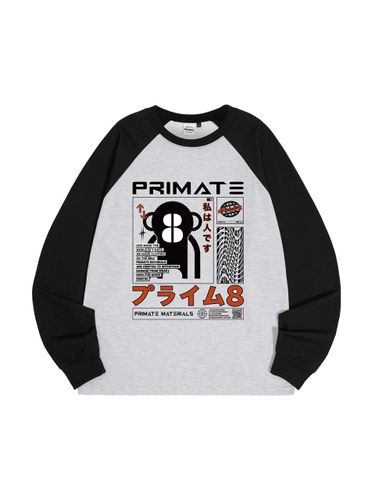 Raglan Overfit Long Sleeve T-shirt [Black] - PRIMATE - Modalova