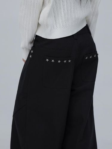 Multi-Studded Cotton Denim [Black] - chicks - Modalova