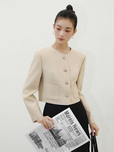 ItMICHAA Round Neck Crop Jacket (2 Colors) - IT MICHAA - Modalova