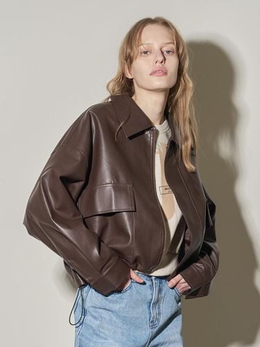 Daily Crop Faux Leather Jacket [BROWN] - JULIAPEPE - Modalova