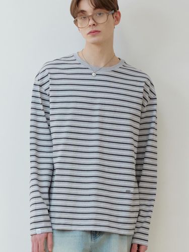 Multi Stripe Long Sleeve T-shirt [Light Grey] - TMAKER - Modalova