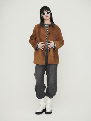 Oversized Real Suede Colored Collar Jacket [] (LFUDM25800BRX) - LUCKY CHOUETTE - Modalova