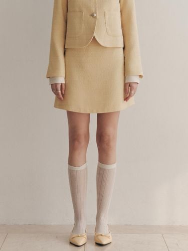 Creamy Tweed A-line Mini Skirt [Buttery Yellow] - ZEROSTREET - Modalova