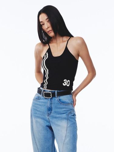 Adjustable Strap Shirred Tank Top [Black] - Kijun - Modalova