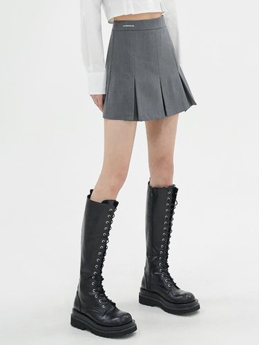 Pleated Mini Skirt [CHARCOAL] - AVANDRESS - Modalova