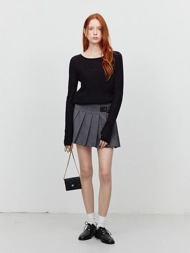 Mini Pleated Buckle Detail Skirt [Melange Grey] (UDSK5A208G2) - Dunst for WOMEN - Modalova