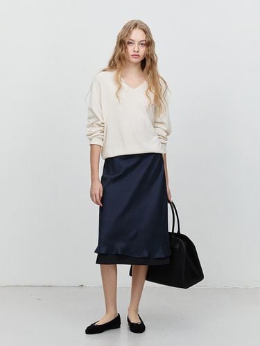 Double Layered Chiffon Midi Skirt [Navy] (UDSK5A204N2) - Dunst for WOMEN - Modalova