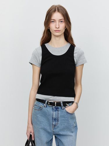 Cropped Sleeveless U-neck Top [Black] (UDTS5A208BK) - Dunst for WOMEN - Modalova