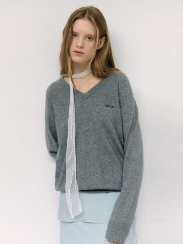 Wool Blended V Neck Raglan Sweater [Gray] - ROLAROLA - Modalova