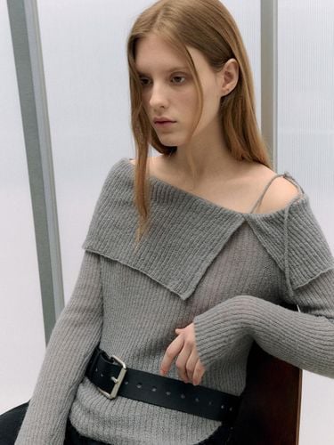 Mohair Wool Blended Off Shoulder Sweater [Gray] - ROLAROLA - Modalova