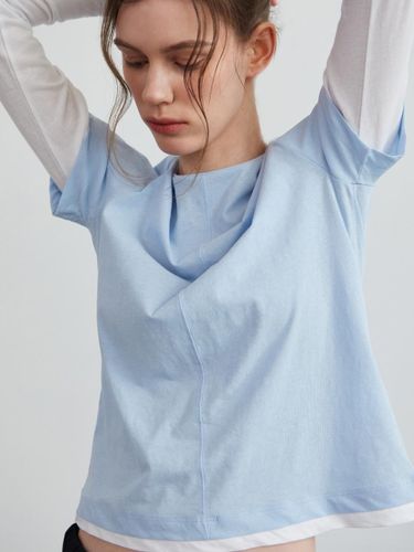 Half-Layered Cotton Body-Fitting Long Sleeve T-shirt - LESEIZIEME - Modalova