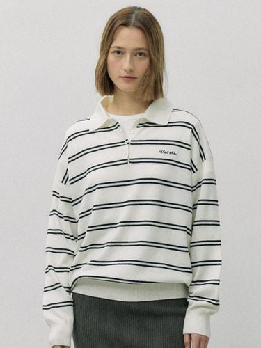 Loose Fit Collar Stripe Sweater [White] - ROLAROLA - Modalova