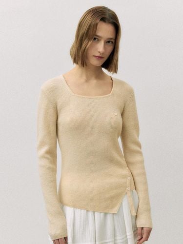 Mohair Blended Button Ribbed Sweater [White] - ROLAROLA - Modalova