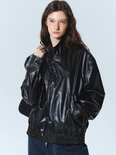 Vegan Leather Ribbed Blouson Jacket [Black] - NICK&NICOLE - Modalova